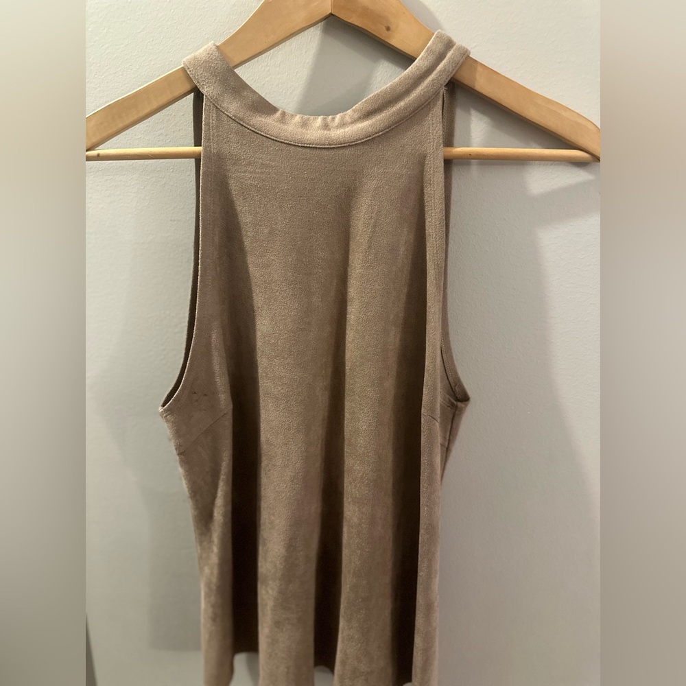 SUEDE HIGH NECK TANK TOP SIZE SMALL